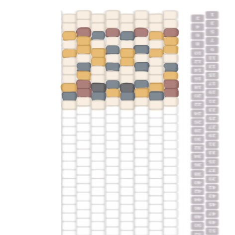 beading graph paper with five different colors to represent sitelen kiwen