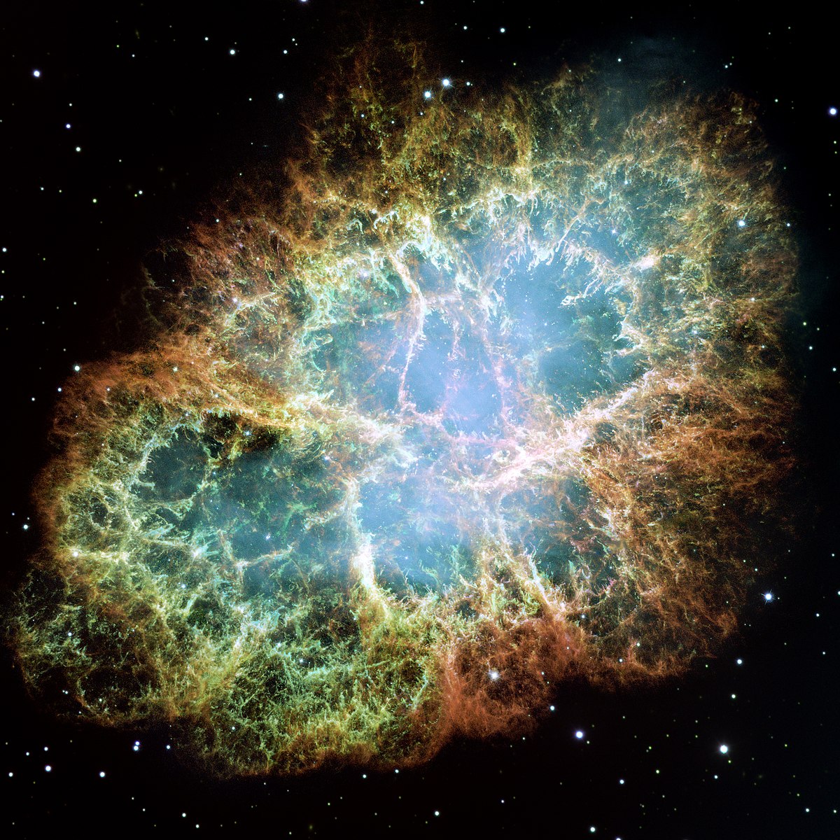 a square photo of the crab nebula